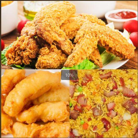 Chicken Wings&golden Chicken Fingers W. Pork Fried Rice